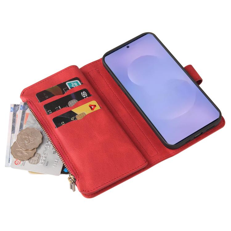 For Galaxy S26 5G Skin Feel Multi Card Slots Zipper Wallet Leather Phone Case