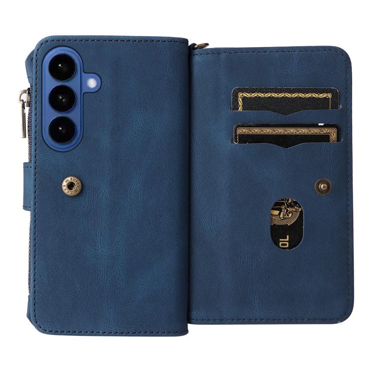 For Galaxy S26 5G Skin Feel Multi Card Slots Zipper Wallet Leather Phone Case