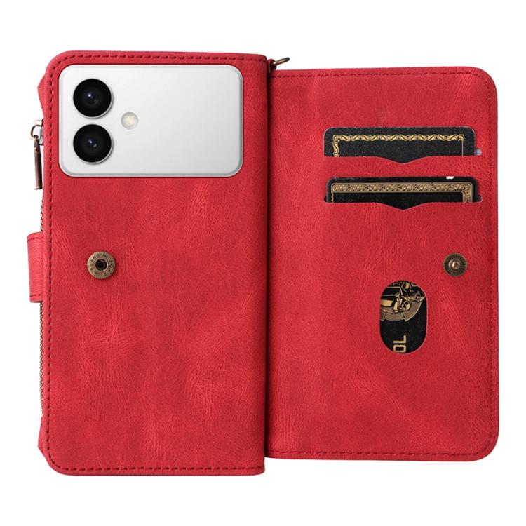 For Galaxy S26 Edge 5G Skin Feel Multi Card Slots Zipper Wallet Leather Phone Case