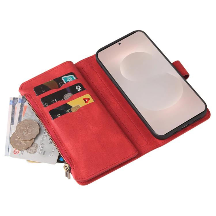 For Galaxy S26 Edge 5G Skin Feel Multi Card Slots Zipper Wallet Leather Phone Case