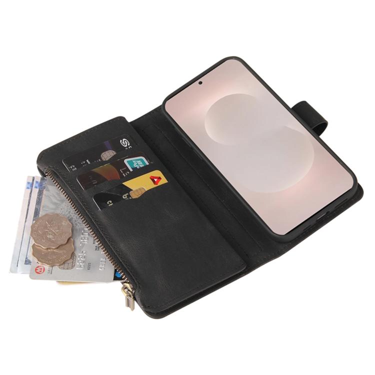 For Galaxy S26 Edge 5G Skin Feel Multi Card Slots Zipper Wallet Leather Phone Case