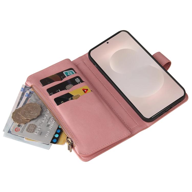 For Galaxy S26 Edge 5G Skin Feel Multi Card Slots Zipper Wallet Leather Phone Case