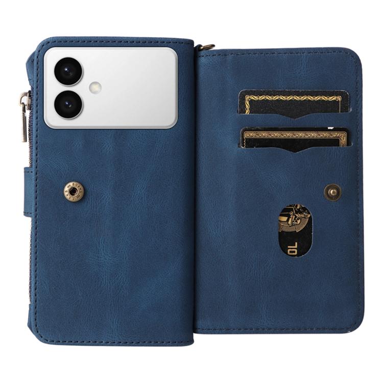 For Galaxy S26 Edge 5G Skin Feel Multi Card Slots Zipper Wallet Leather Phone Case