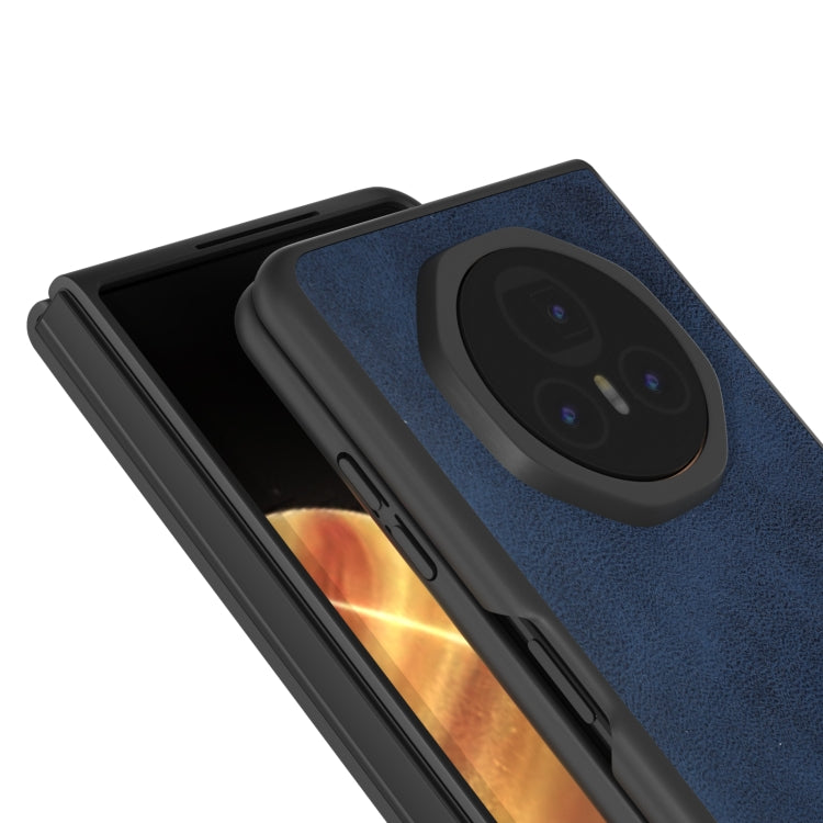 For Honor Magic V3 Black Frame Two-color Calf Texture PU Phone Case