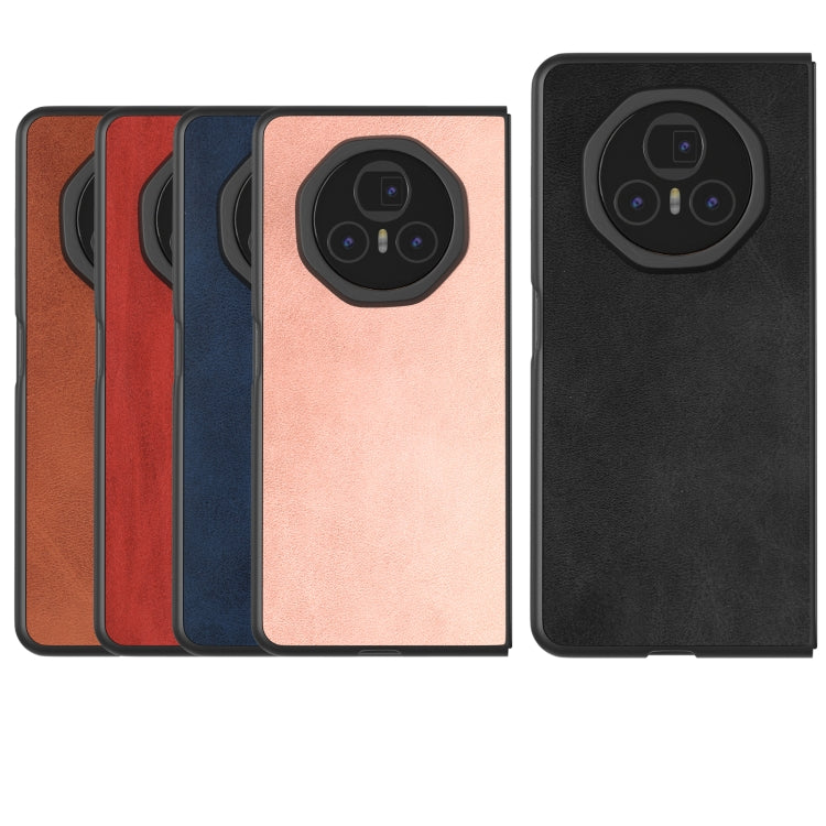 For Honor Magic V3 Black Frame Two-color Calf Texture PU Phone Case