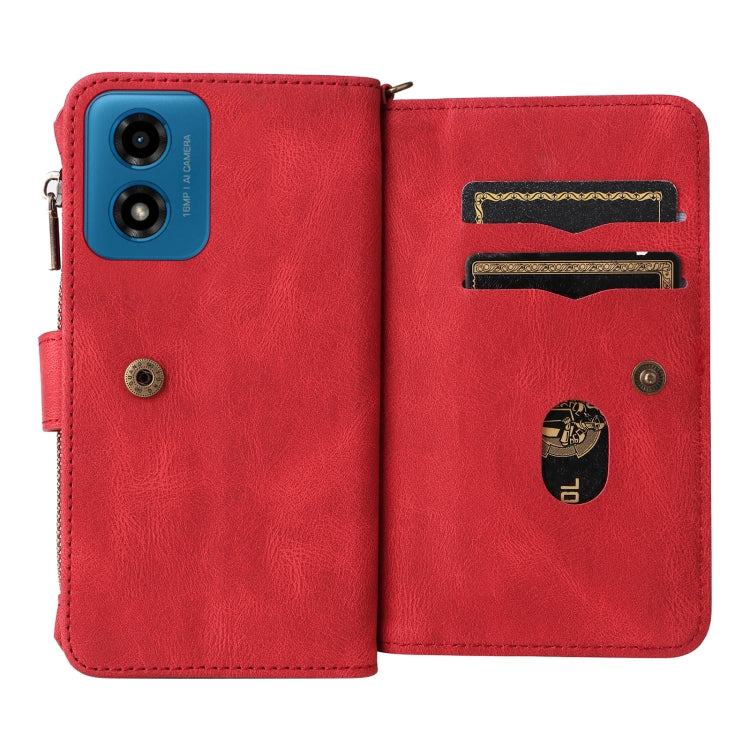 For Motorola Moto G04 / G24 Skin Feel Multi Card Slots Zipper Wallet Leather Phone Case
