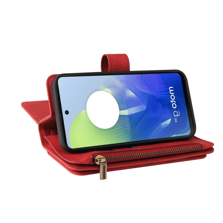 For Motorola Moto G04 / G24 Skin Feel Multi Card Slots Zipper Wallet Leather Phone Case