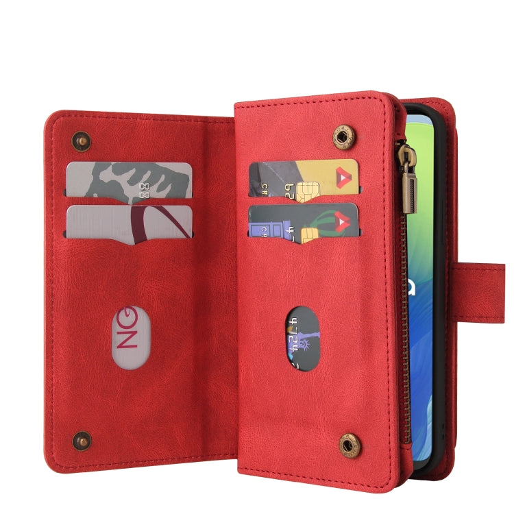For Motorola Moto G04 / G24 Skin Feel Multi Card Slots Zipper Wallet Leather Phone Case