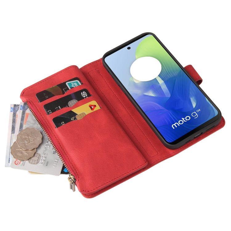 For Motorola Moto G04 / G24 Skin Feel Multi Card Slots Zipper Wallet Leather Phone Case