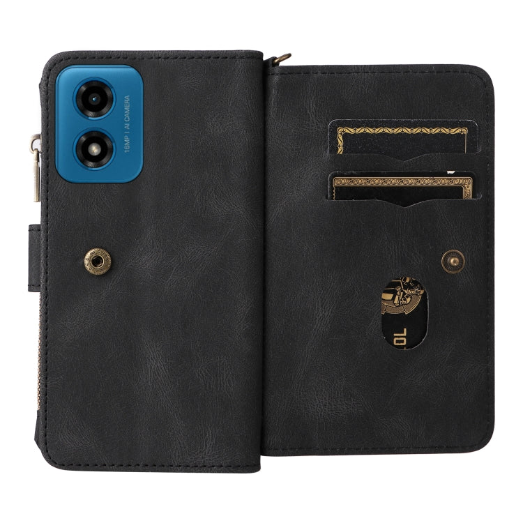 For Motorola Moto G04 / G24 Skin Feel Multi Card Slots Zipper Wallet Leather Phone Case