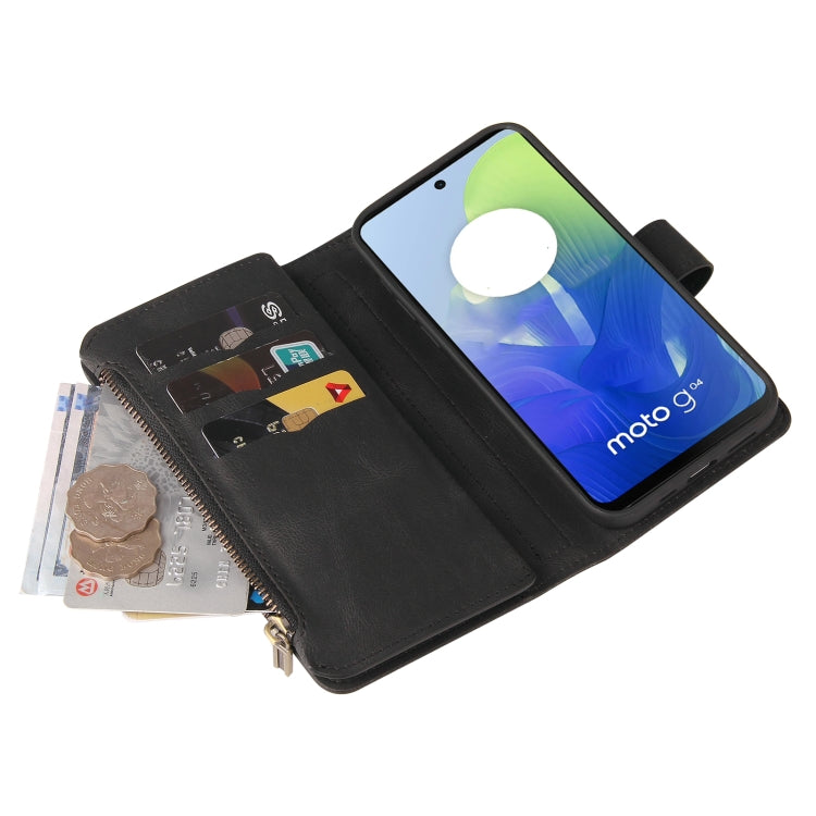 For Motorola Moto G04 / G24 Skin Feel Multi Card Slots Zipper Wallet Leather Phone Case