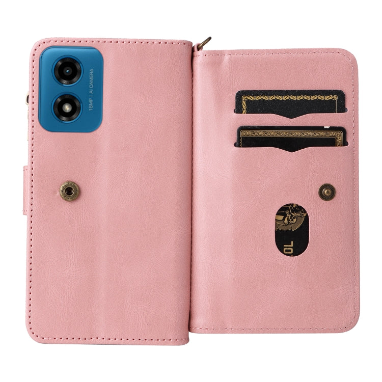 For Motorola Moto G04 / G24 Skin Feel Multi Card Slots Zipper Wallet Leather Phone Case