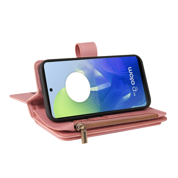 For Motorola Moto G04 / G24 Skin Feel Multi Card Slots Zipper Wallet Leather Phone Case