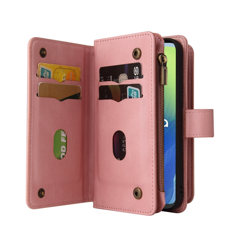 For Motorola Moto G04 / G24 Skin Feel Multi Card Slots Zipper Wallet Leather Phone Case