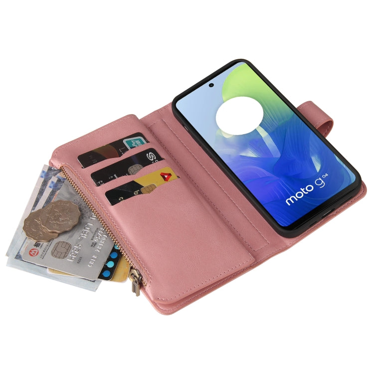 For Motorola Moto G04 / G24 Skin Feel Multi Card Slots Zipper Wallet Leather Phone Case