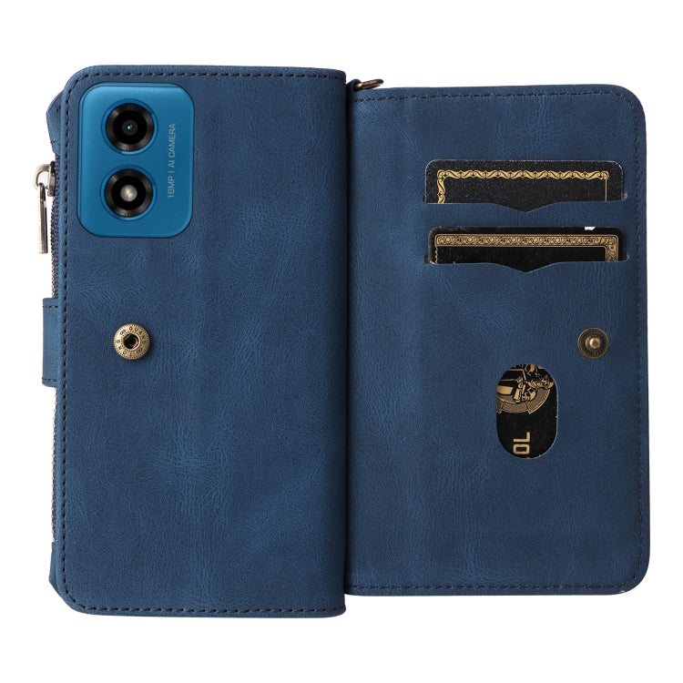 For Motorola Moto G04 / G24 Skin Feel Multi Card Slots Zipper Wallet Leather Phone Case