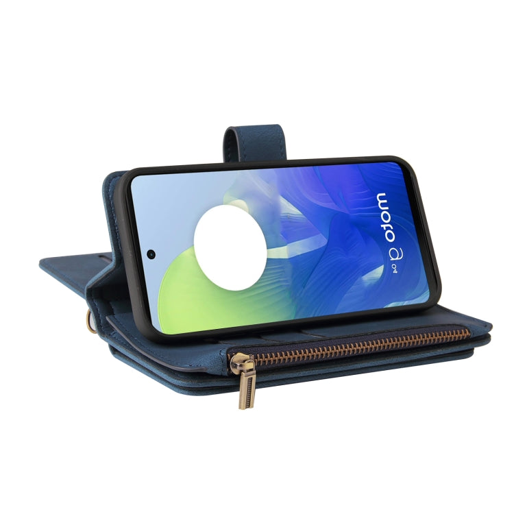 For Motorola Moto G04 / G24 Skin Feel Multi Card Slots Zipper Wallet Leather Phone Case