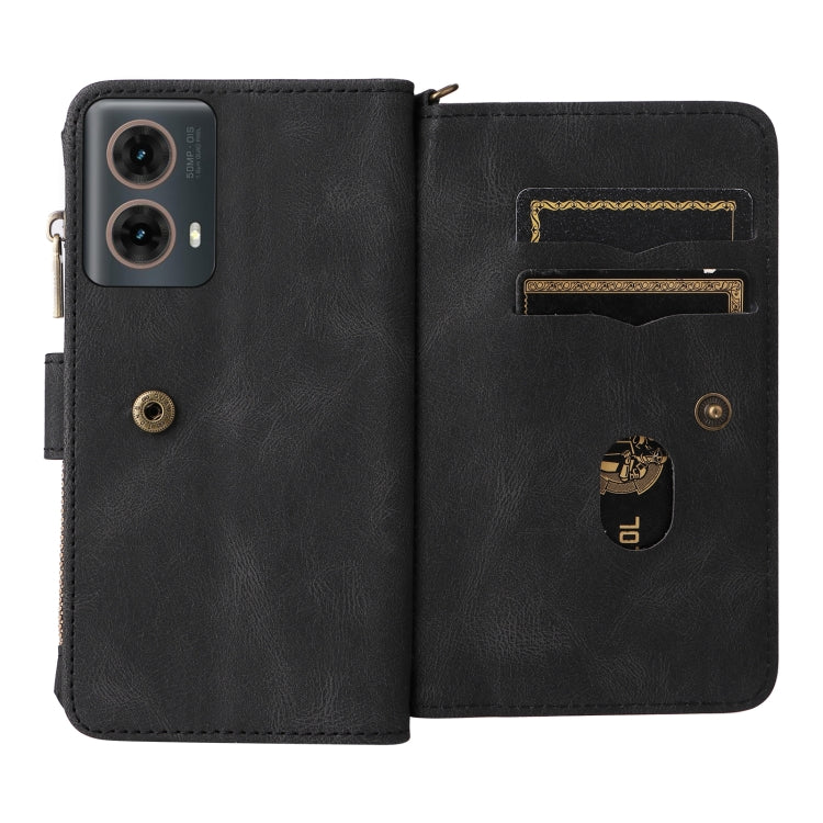 For Motorola Moto G85 Skin Feel Multi Card Slots Zipper Wallet Leather Phone Case