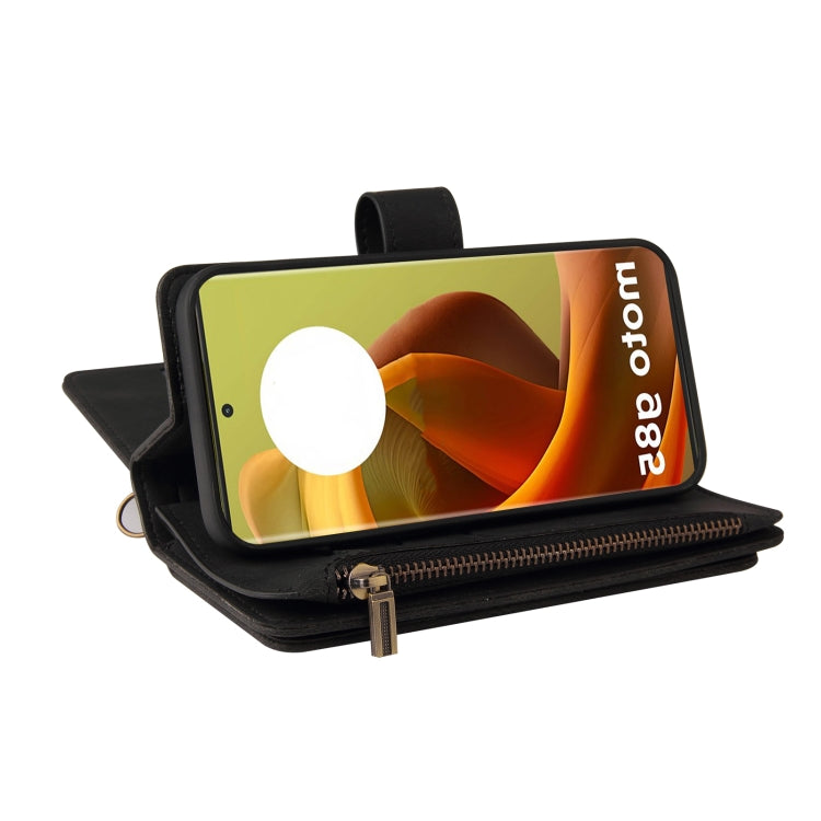 For Motorola Moto G85 Skin Feel Multi Card Slots Zipper Wallet Leather Phone Case