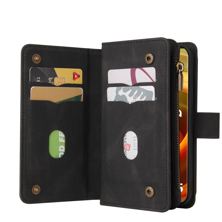 For Motorola Moto G85 Skin Feel Multi Card Slots Zipper Wallet Leather Phone Case