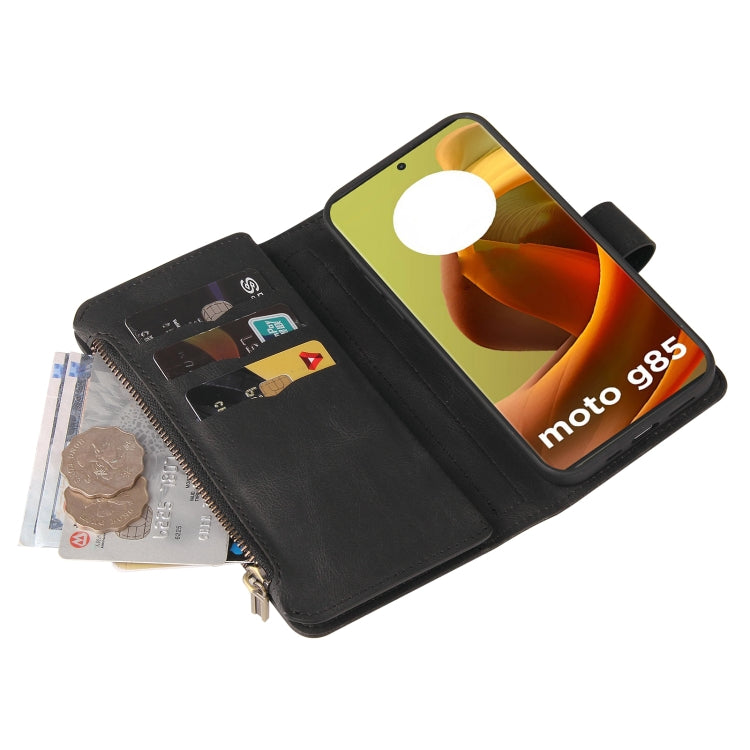 For Motorola Moto G85 Skin Feel Multi Card Slots Zipper Wallet Leather Phone Case