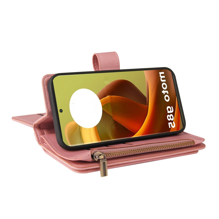 For Motorola Moto G85 Skin Feel Multi Card Slots Zipper Wallet Leather Phone Case