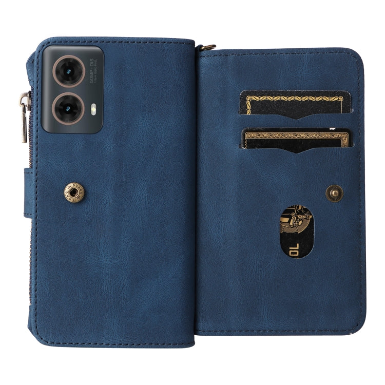 For Motorola Moto G85 Skin Feel Multi Card Slots Zipper Wallet Leather Phone Case