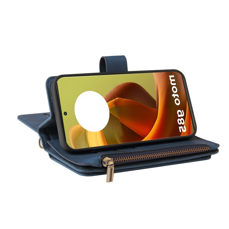 For Motorola Moto G85 Skin Feel Multi Card Slots Zipper Wallet Leather Phone Case