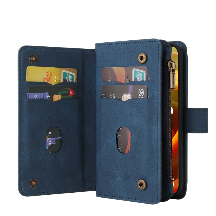 For Motorola Moto G85 Skin Feel Multi Card Slots Zipper Wallet Leather Phone Case