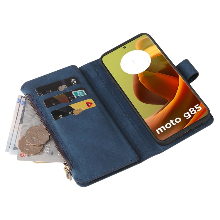 For Motorola Moto G85 Skin Feel Multi Card Slots Zipper Wallet Leather Phone Case