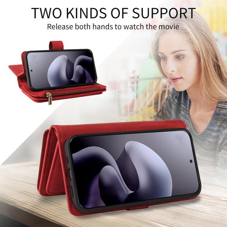 For Motorola Moto G67 / G77 5G Skin Feel Multi Card Slots Zipper Wallet Leather Phone Case