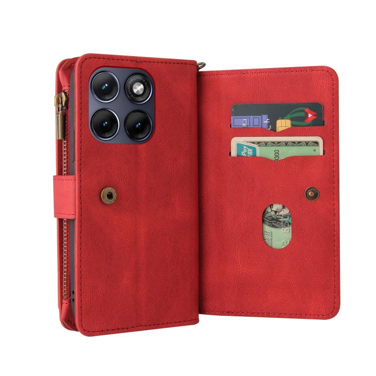 For Motorola Edge 70 Fusion 5G Skin Feel Multi Card Slots Zipper Wallet Leather Phone Case
