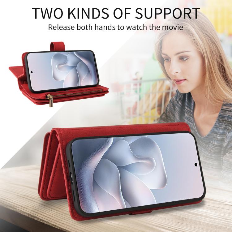 For Motorola Edge 70 Fusion 5G Skin Feel Multi Card Slots Zipper Wallet Leather Phone Case