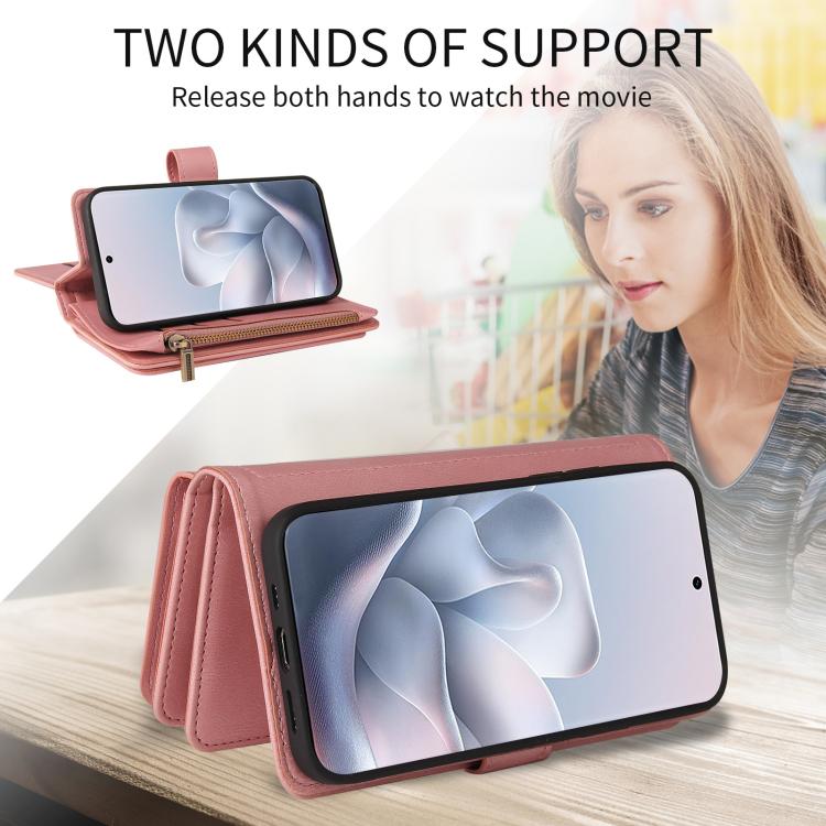 For Motorola Edge 70 Fusion 5G Skin Feel Multi Card Slots Zipper Wallet Leather Phone Case