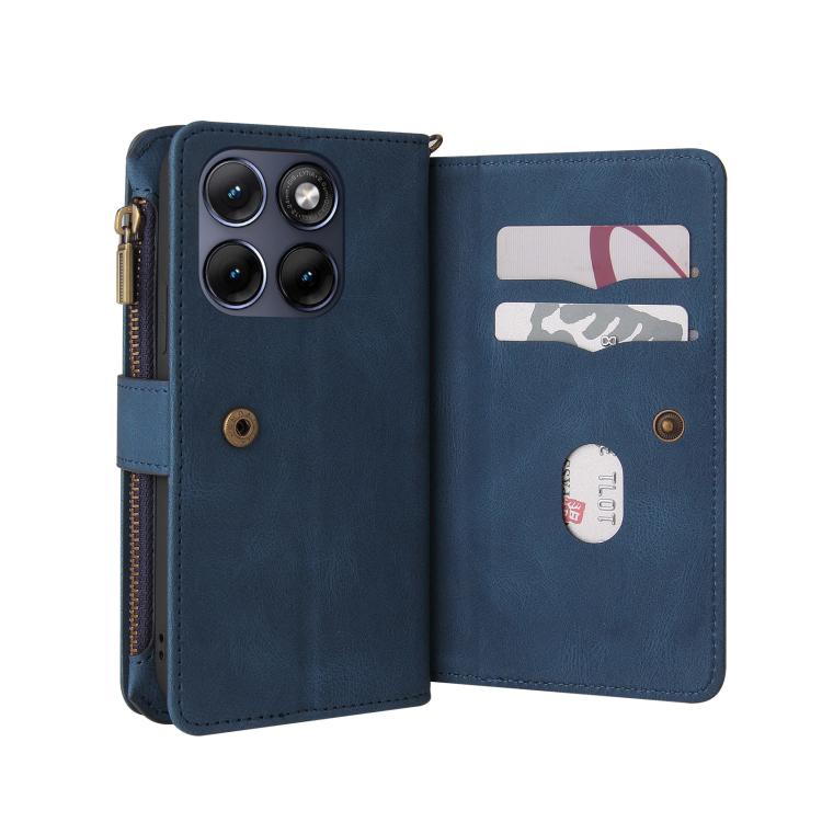 For Motorola Edge 70 Fusion 5G Skin Feel Multi Card Slots Zipper Wallet Leather Phone Case
