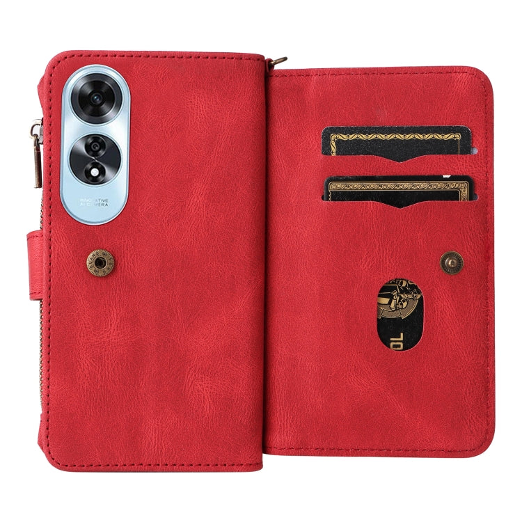 For OPPO A60 4G Skin Feel Multi Card Slots Zipper Wallet Leather Phone Case