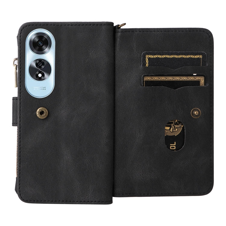For OPPO A60 4G Skin Feel Multi Card Slots Zipper Wallet Leather Phone Case