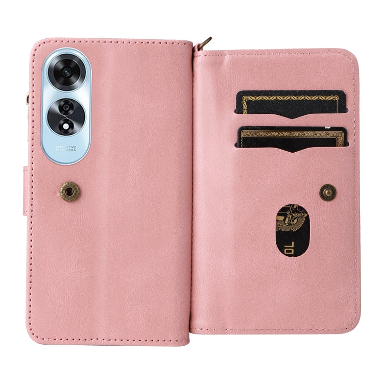 For OPPO A60 4G Skin Feel Multi Card Slots Zipper Wallet Leather Phone Case