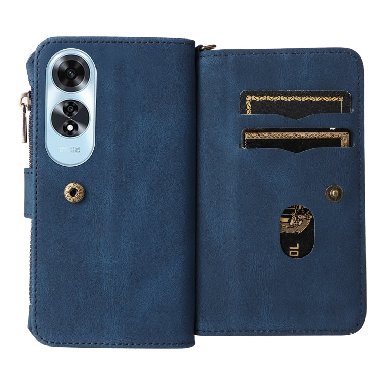 For OPPO A60 4G Skin Feel Multi Card Slots Zipper Wallet Leather Phone Case