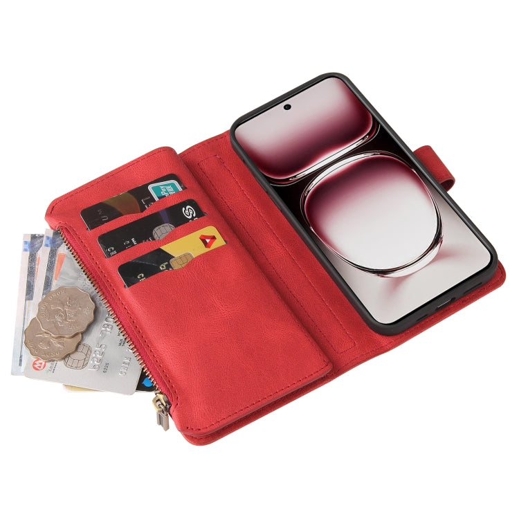 For OPPO Reno12 Pro Global Skin Feel Multi Card Slots Zipper Wallet Leather Phone Case