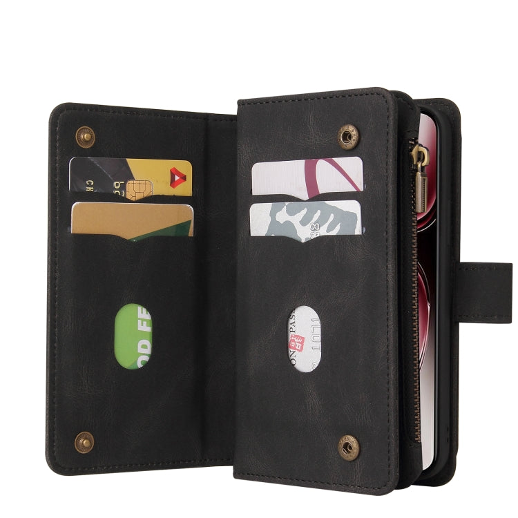 For OPPO Reno12 Pro Global Skin Feel Multi Card Slots Zipper Wallet Leather Phone Case