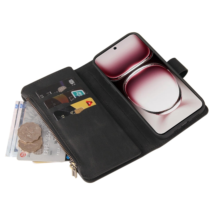 For OPPO Reno12 Pro Global Skin Feel Multi Card Slots Zipper Wallet Leather Phone Case