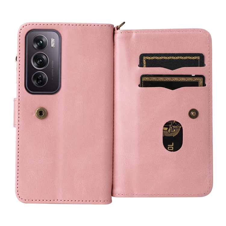 For OPPO Reno12 Pro Global Skin Feel Multi Card Slots Zipper Wallet Leather Phone Case