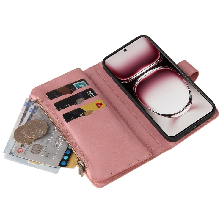 For OPPO Reno12 Pro Global Skin Feel Multi Card Slots Zipper Wallet Leather Phone Case
