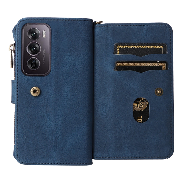 For OPPO Reno12 Pro Global Skin Feel Multi Card Slots Zipper Wallet Leather Phone Case