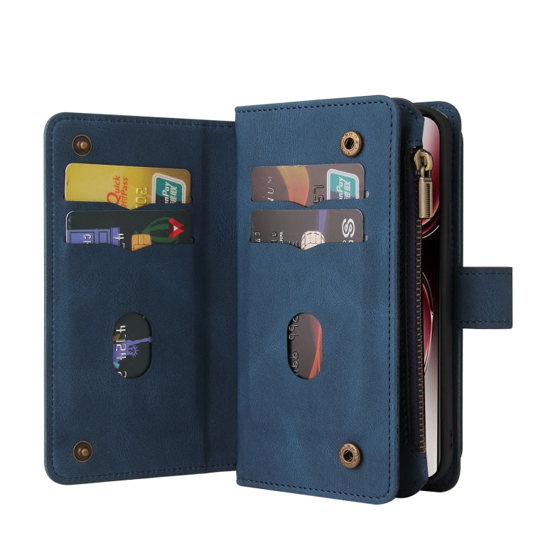 For OPPO Reno12 Pro Global Skin Feel Multi Card Slots Zipper Wallet Leather Phone Case