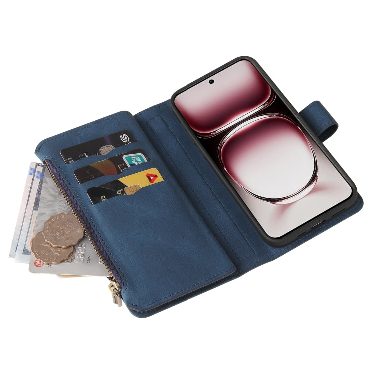 For OPPO Reno12 Pro Global Skin Feel Multi Card Slots Zipper Wallet Leather Phone Case