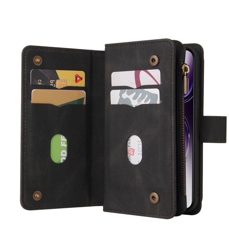 For OPPO Reno12 5G Global Skin Feel Multi Card Slots Zipper Wallet Leather Phone Case