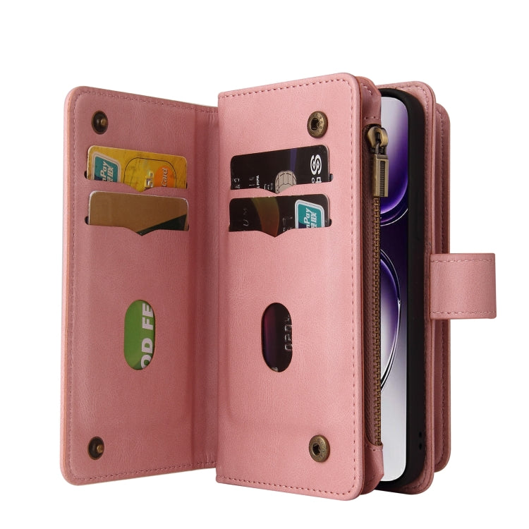For OPPO Reno12 5G Global Skin Feel Multi Card Slots Zipper Wallet Leather Phone Case