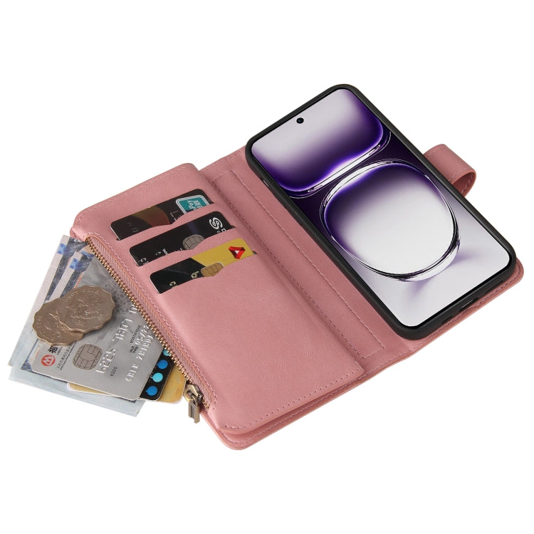 For OPPO Reno12 5G Global Skin Feel Multi Card Slots Zipper Wallet Leather Phone Case